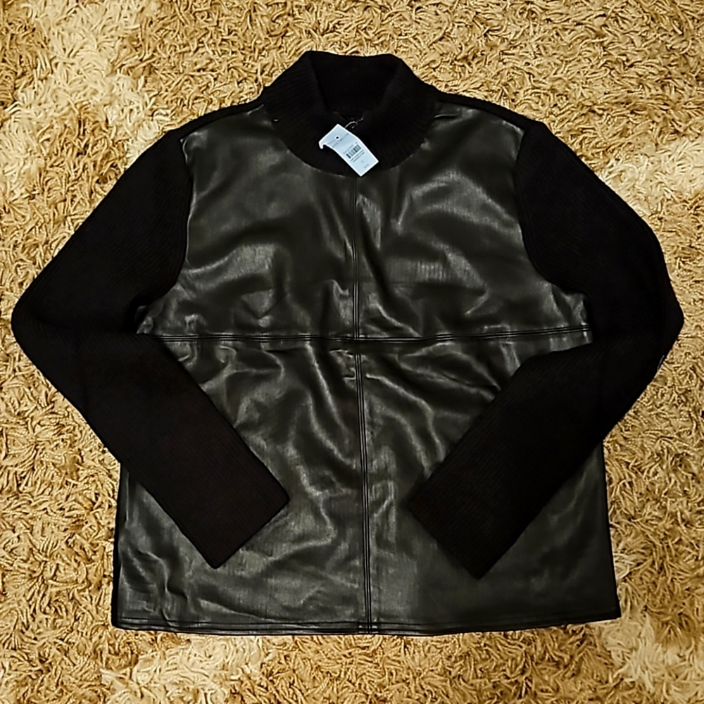 Mixed media mock neck sweater